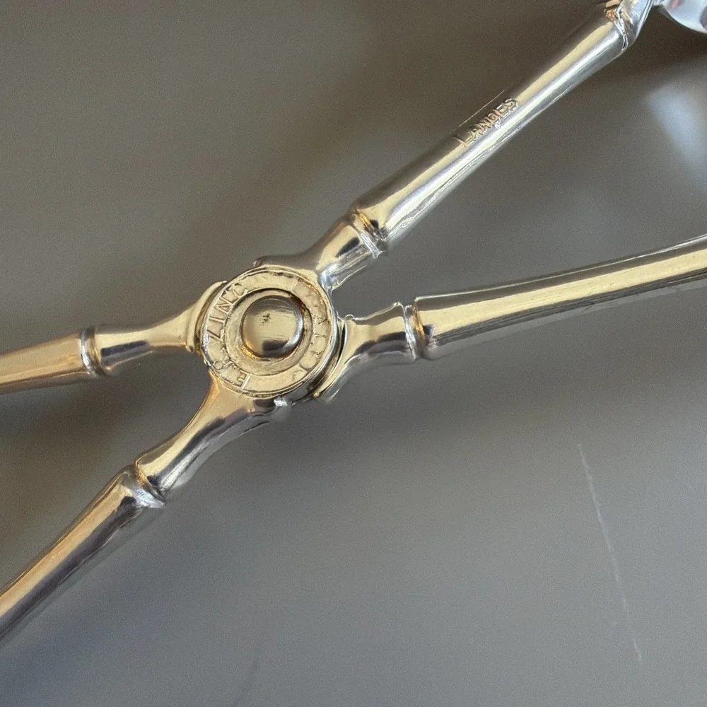 Vintage Silverplate E.P. Zinc Landes Italy Salad Tongs 9 1/4 